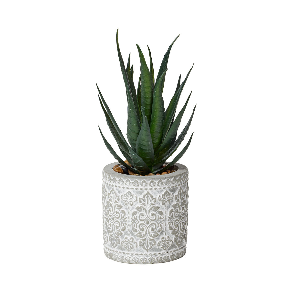 Faux Succulents in Patterned Cement Pot Assorted