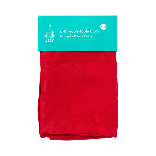 Christams Jacquard Tablecloth Poinsettia Red 150 x 225cm