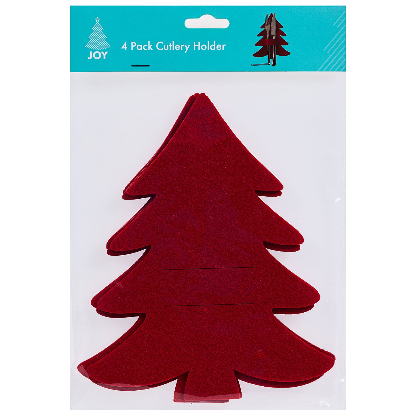 Cutlery Holder Felt Tree Red & Green 4pk