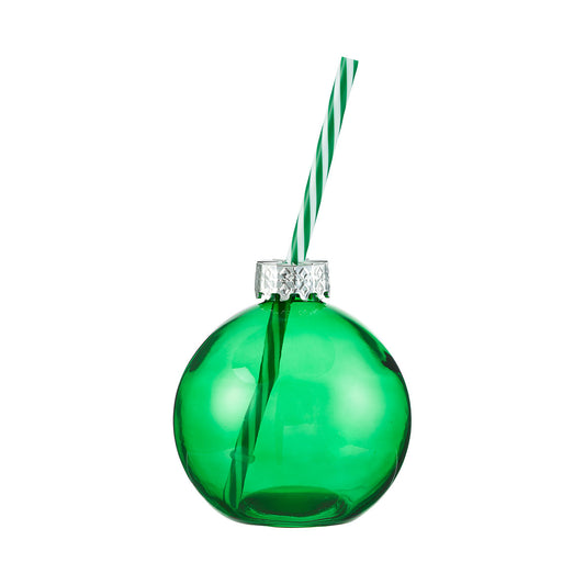 Christmas Bauble Glass With Straw Assorted
