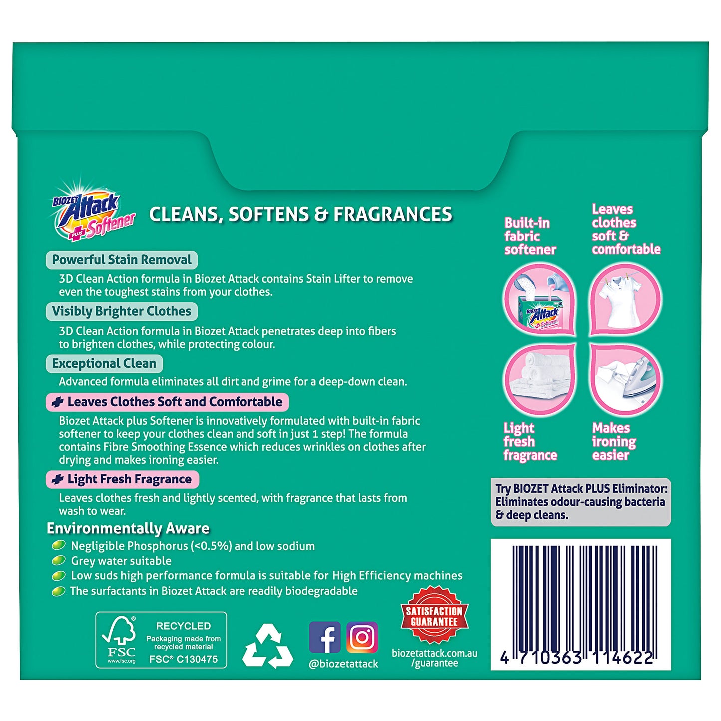 Biozet Attack Laundry Powder Softener 1kg