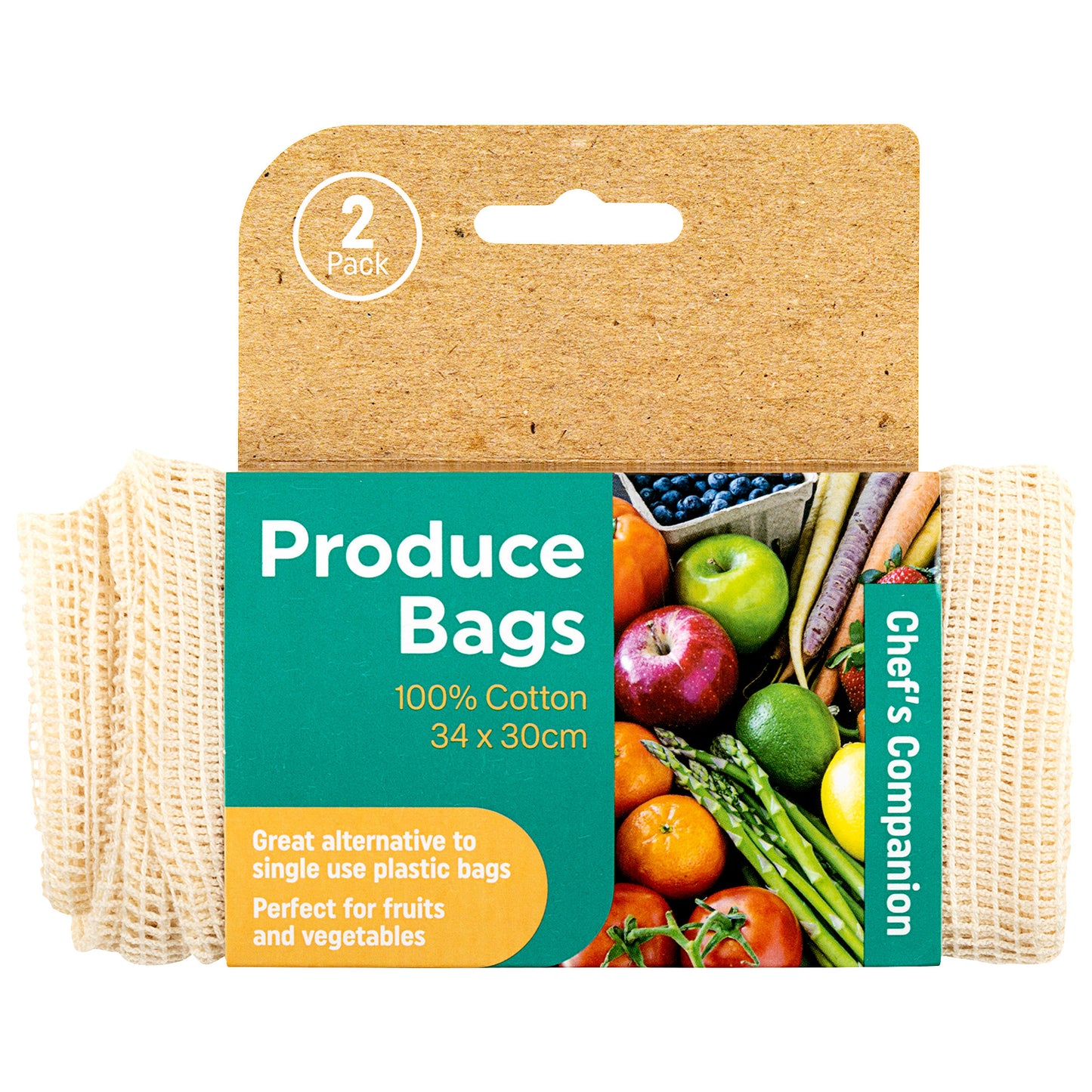 Cotton Produce Bags 2pk 30X34cm