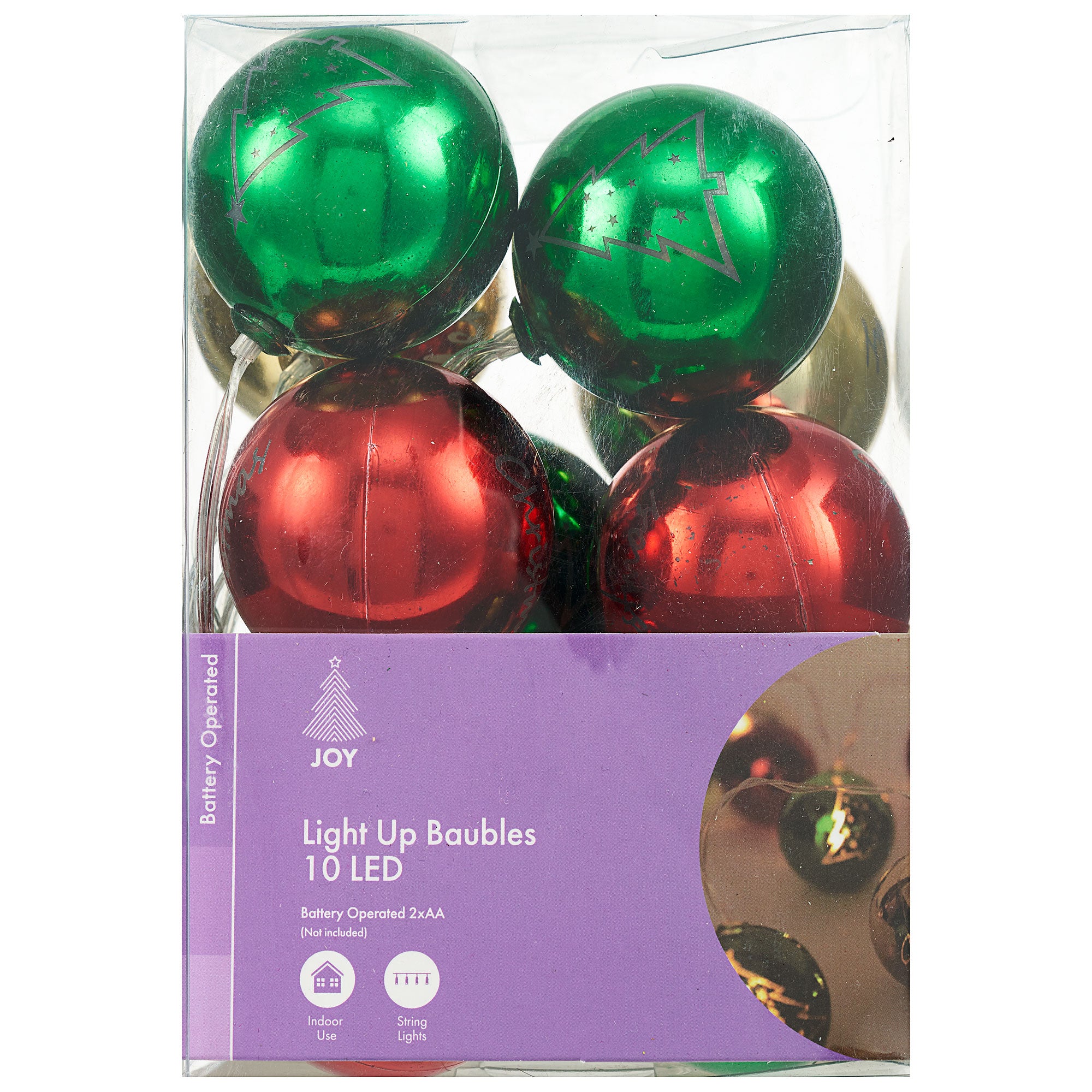 BatteryOperated LightUp Baubles 10pk The Reject Shop