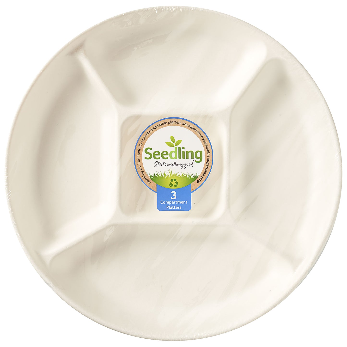 Seedling Sugarcane 5-Compartment Platter 3pk