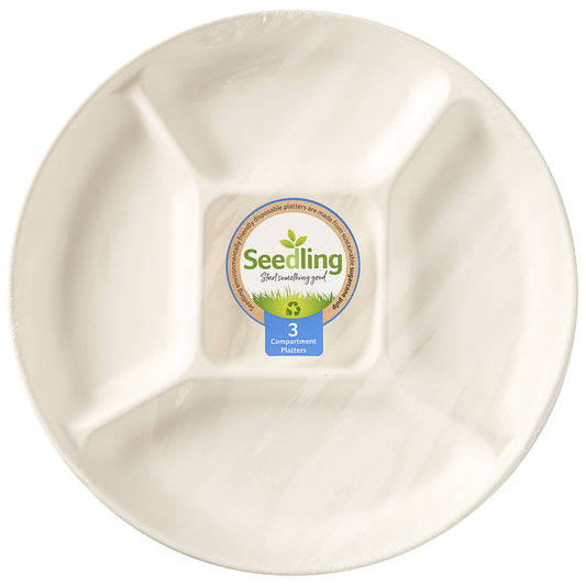 Seedling Sugarcane 5-Compartment Platter 3pk