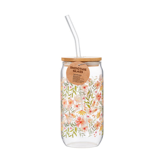 Flowers Smoothie Glass 500mL Pink