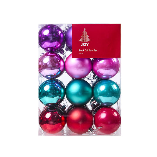 Christmas Baubles Luxe 6cm 36pk
