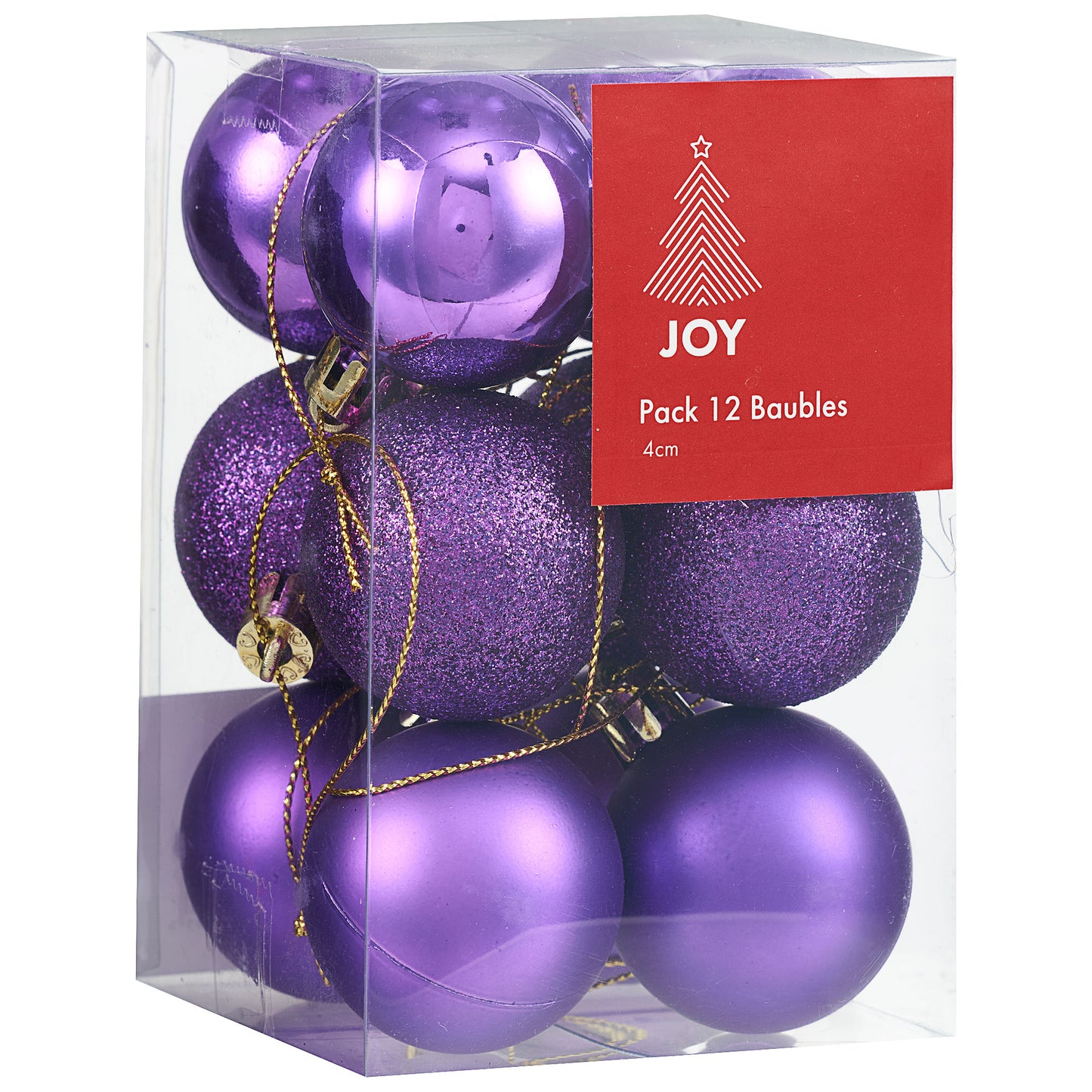 Baubles Pink/Purple 12pk 4cm