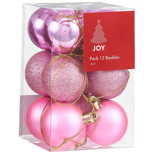 Baubles Pink/Purple 12pk 4cm