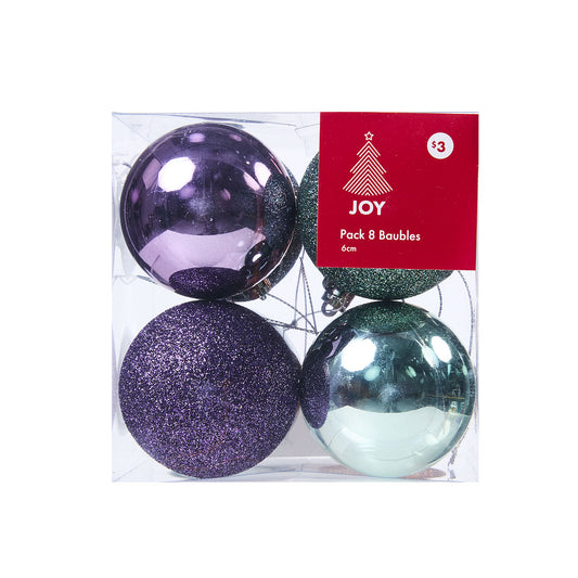 Christmas Baubles Mix 2 6cm 8pk Assorted