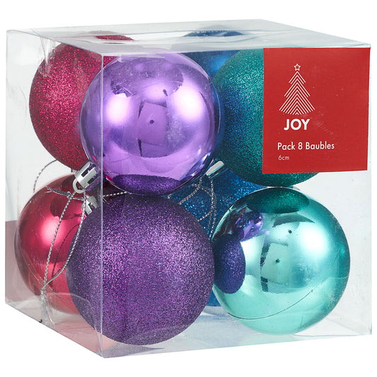 Baubles Bright 8pk 6cm