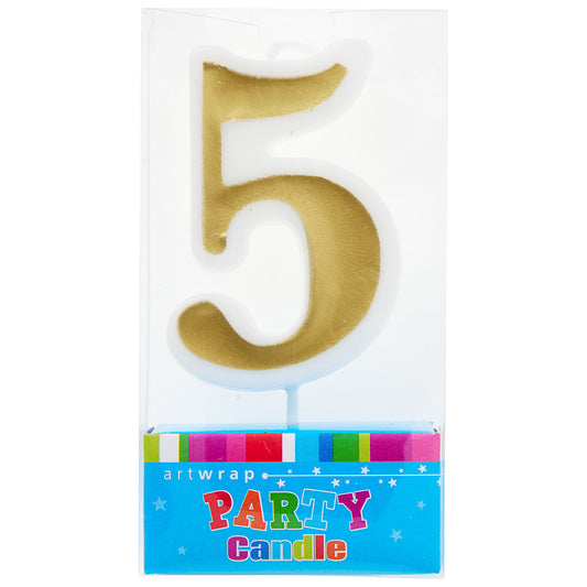 Artwrap Number 5 Glitter Candle - Gold