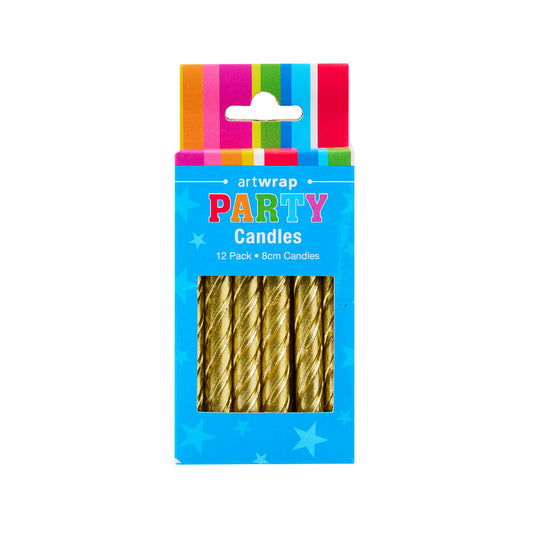 Candle Spirals Gold 8cm 12pk