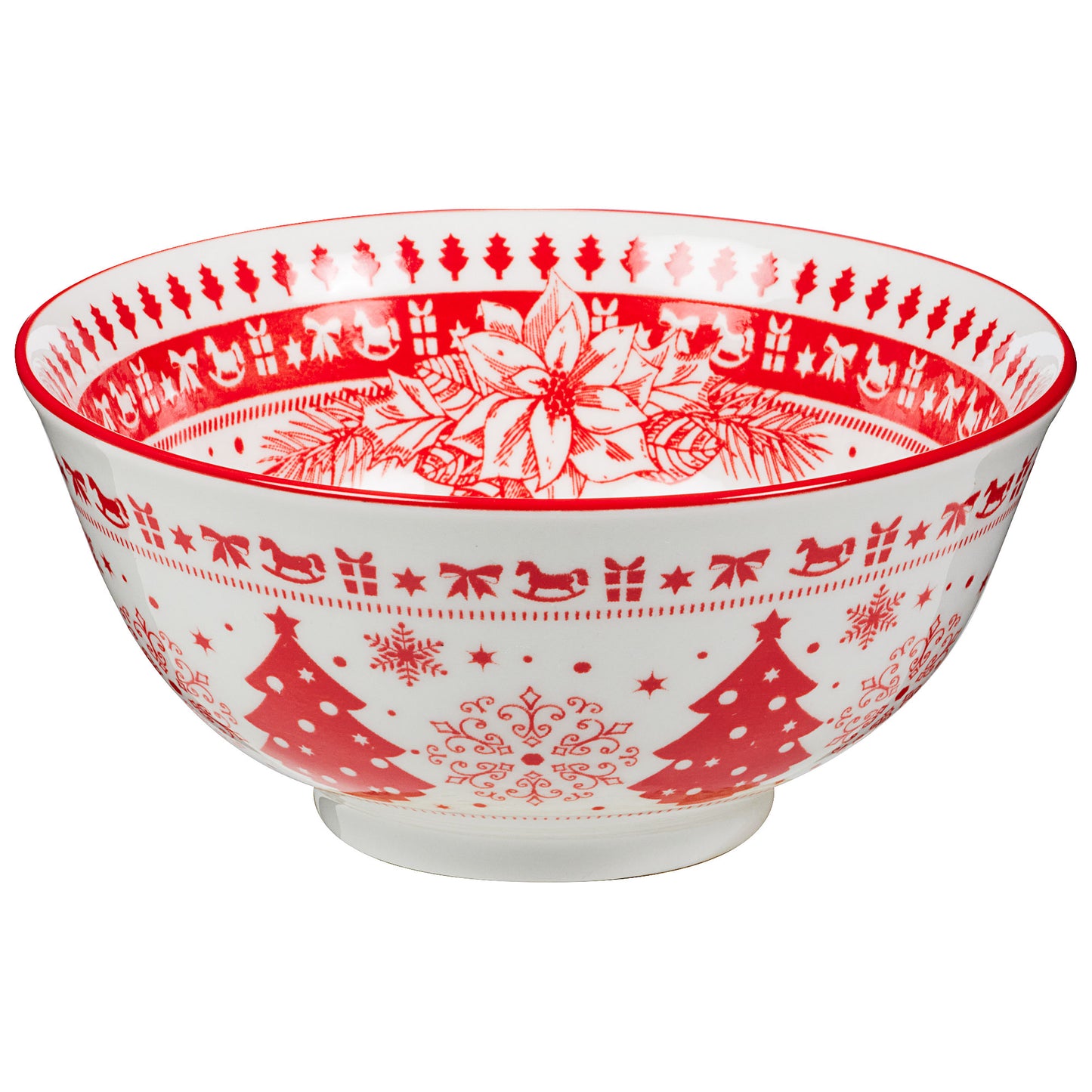 Ceramic Bowl Red & White 15.3cm