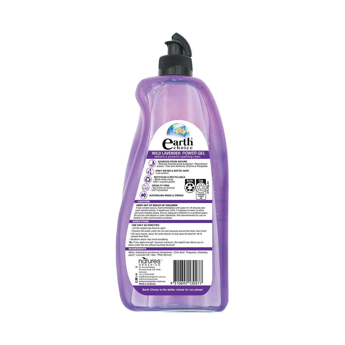Earth Choice Power Gel Toilet Cleaner Wild Lavender 750mL