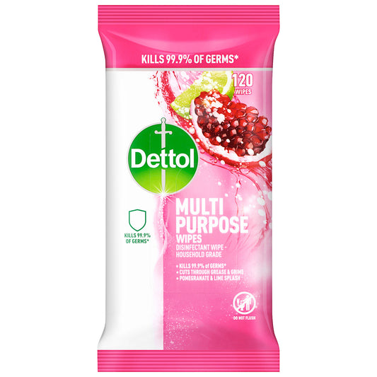 Dettol Multipurpose Cleaning Wipes Pomegranate & Lime Splash 120 Pack