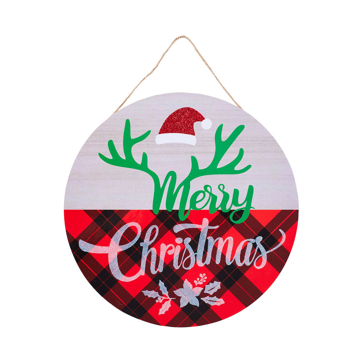 Christmas Hanging Round Wood Plaque Assorted