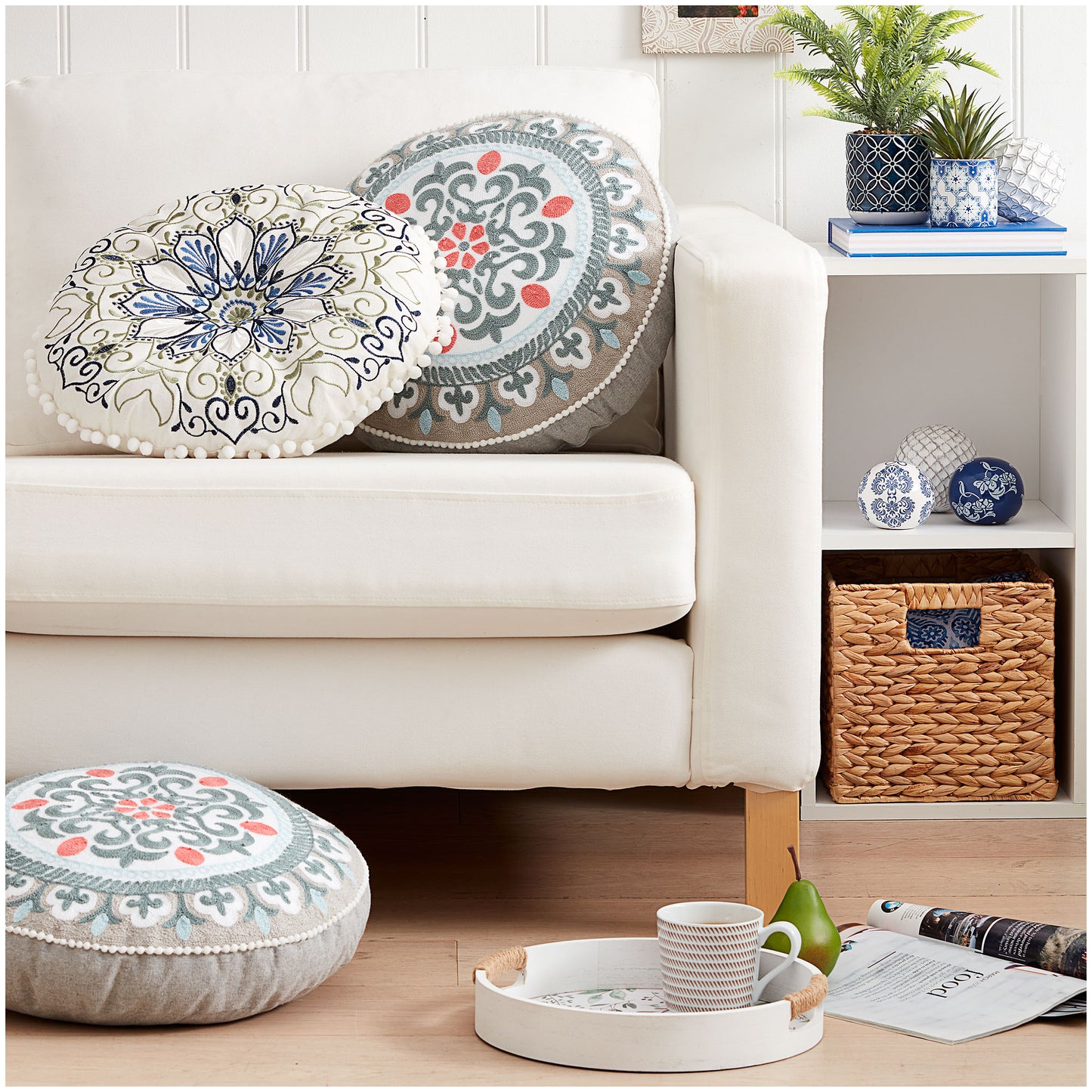 Round Embroidered Cushion Assorted