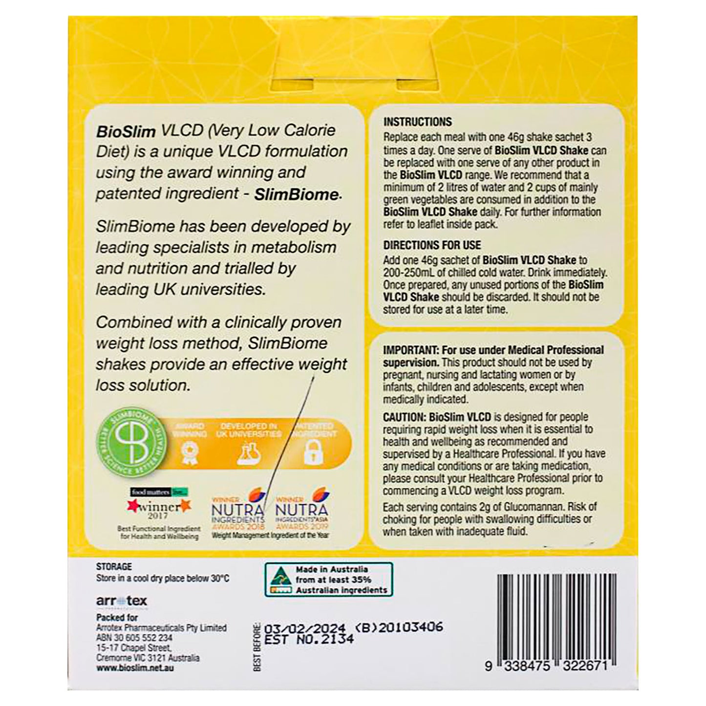 BioSlim VLCD Shake Banana 12x46g