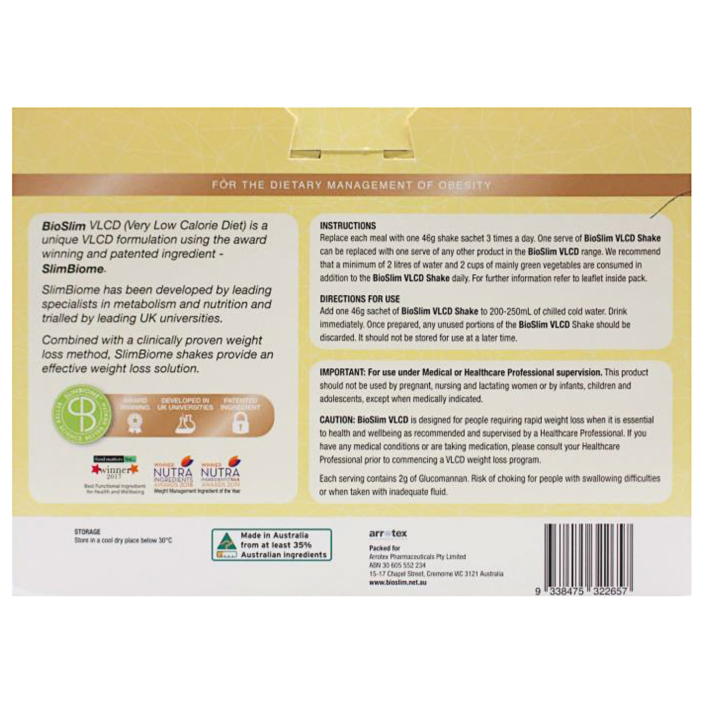 BioSlim VLCD Shake Vanilla 18x46g