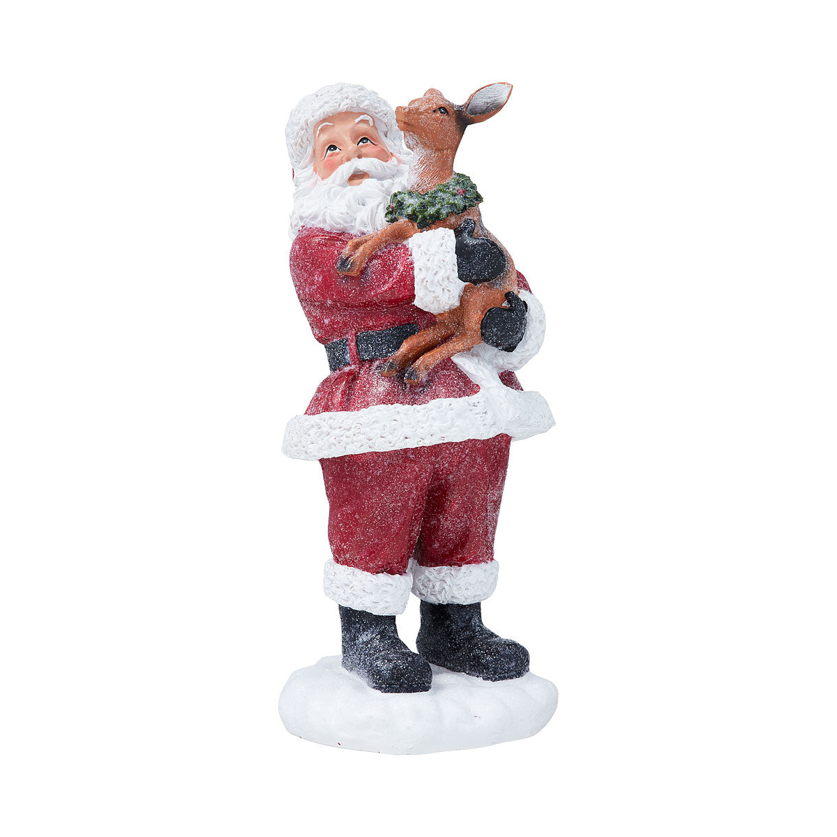 Resin Santa & Reindeer Figurine