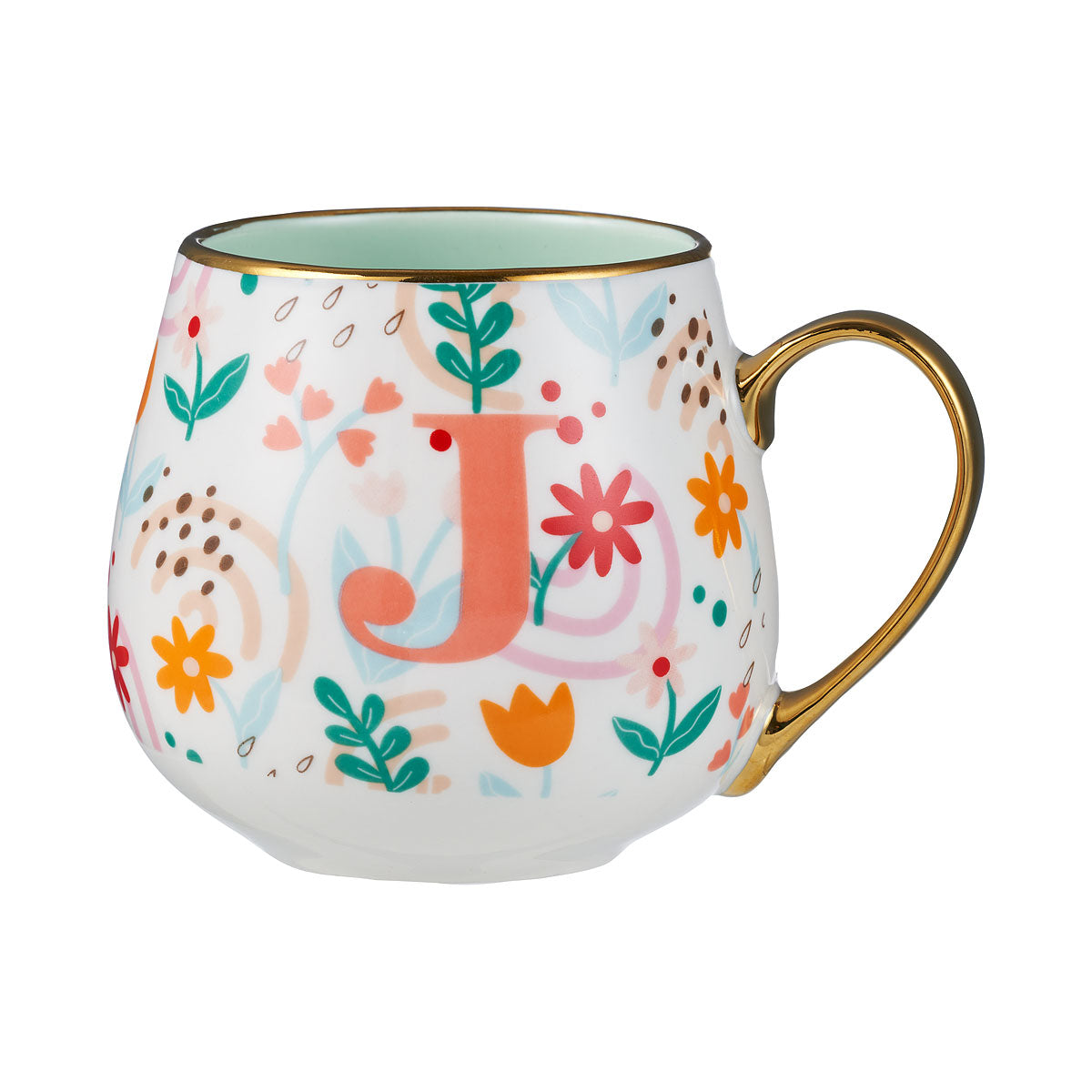 Floral Letter J Mug 400mL