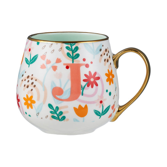 Floral Letter J Mug 400mL