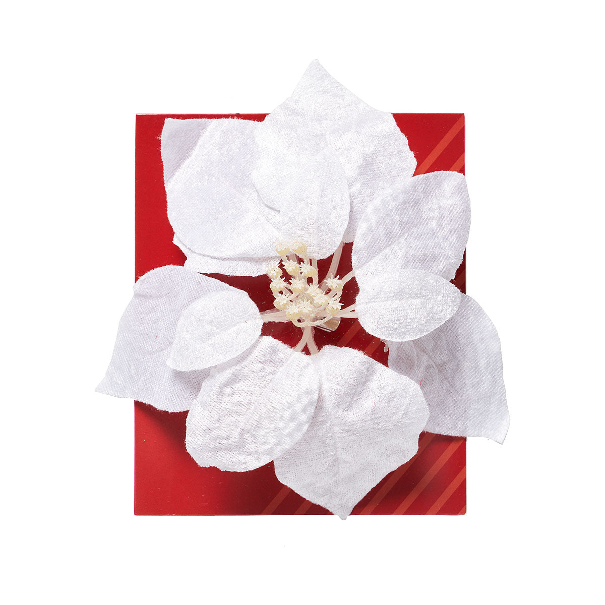 Fabric Ponsettia Clip Red And White
