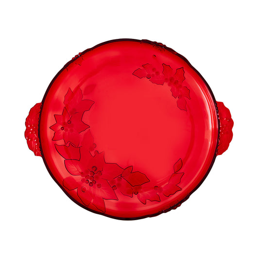 Round Embossed Serving Tray Red/Green