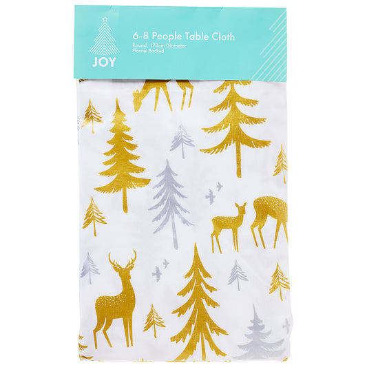 Flannel Back Tablecloth Christmas Trees & Reindeer Assorted