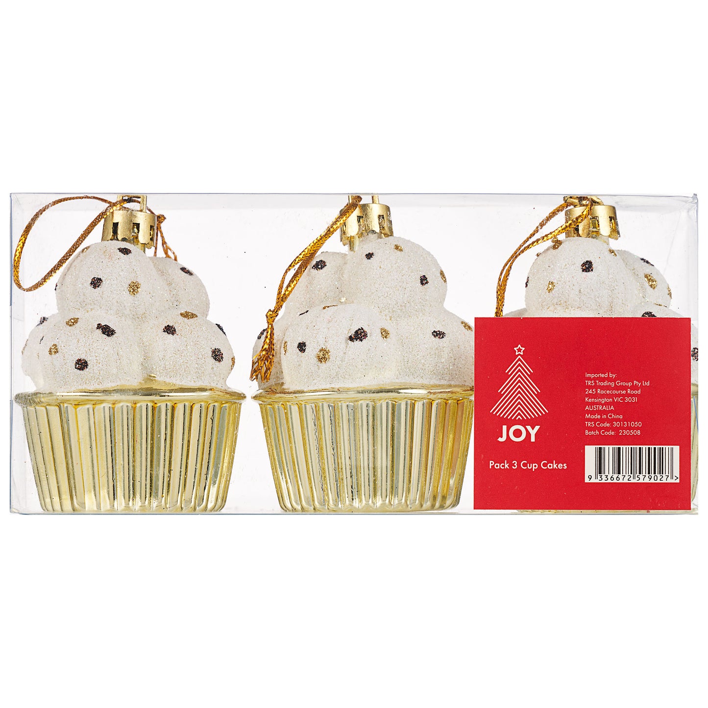 Cup Cake Tree Ornament 3pk Assorted