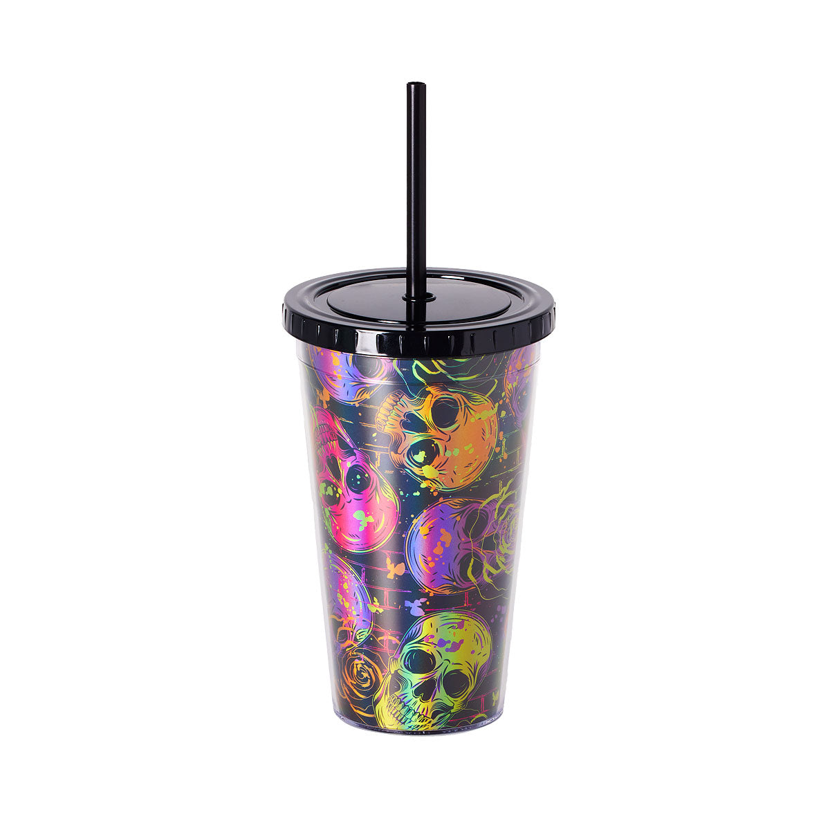 Halloween Skulls Tumbler With Straw