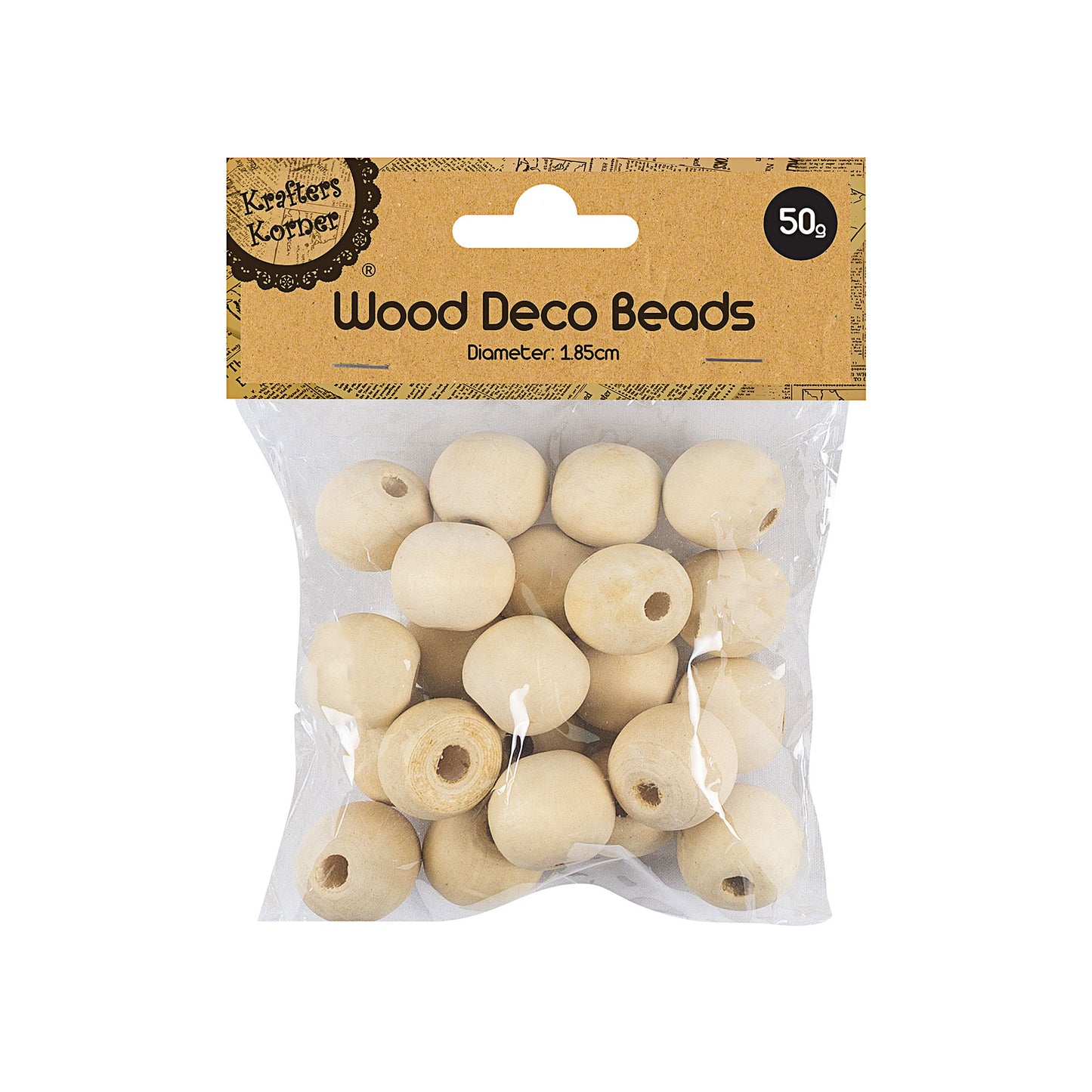 Wood Deco Beads 18mm 50g