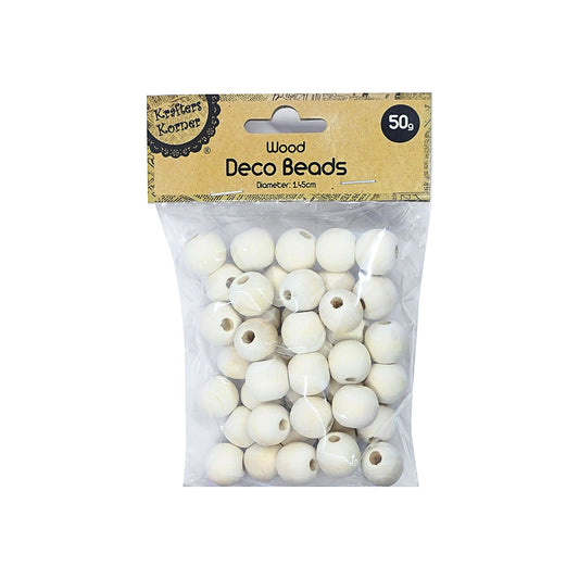 Wood Deco Beads 14.5mm 50g