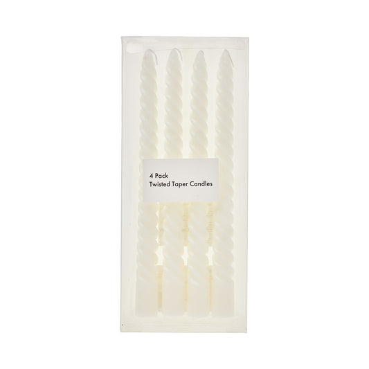 Twisted Taper Candles White 4pk