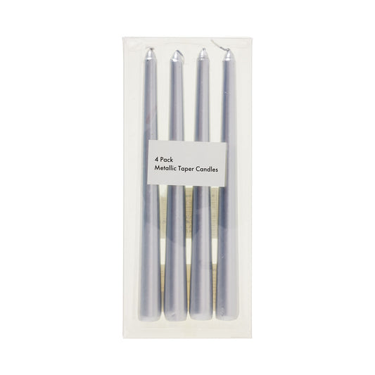 Metallic Taper Candles Silver/Gold 4pk