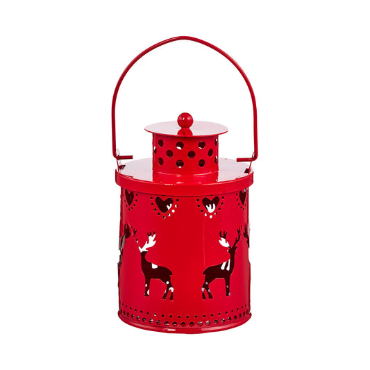 Metal Cut-Out Small Lantern Red/White