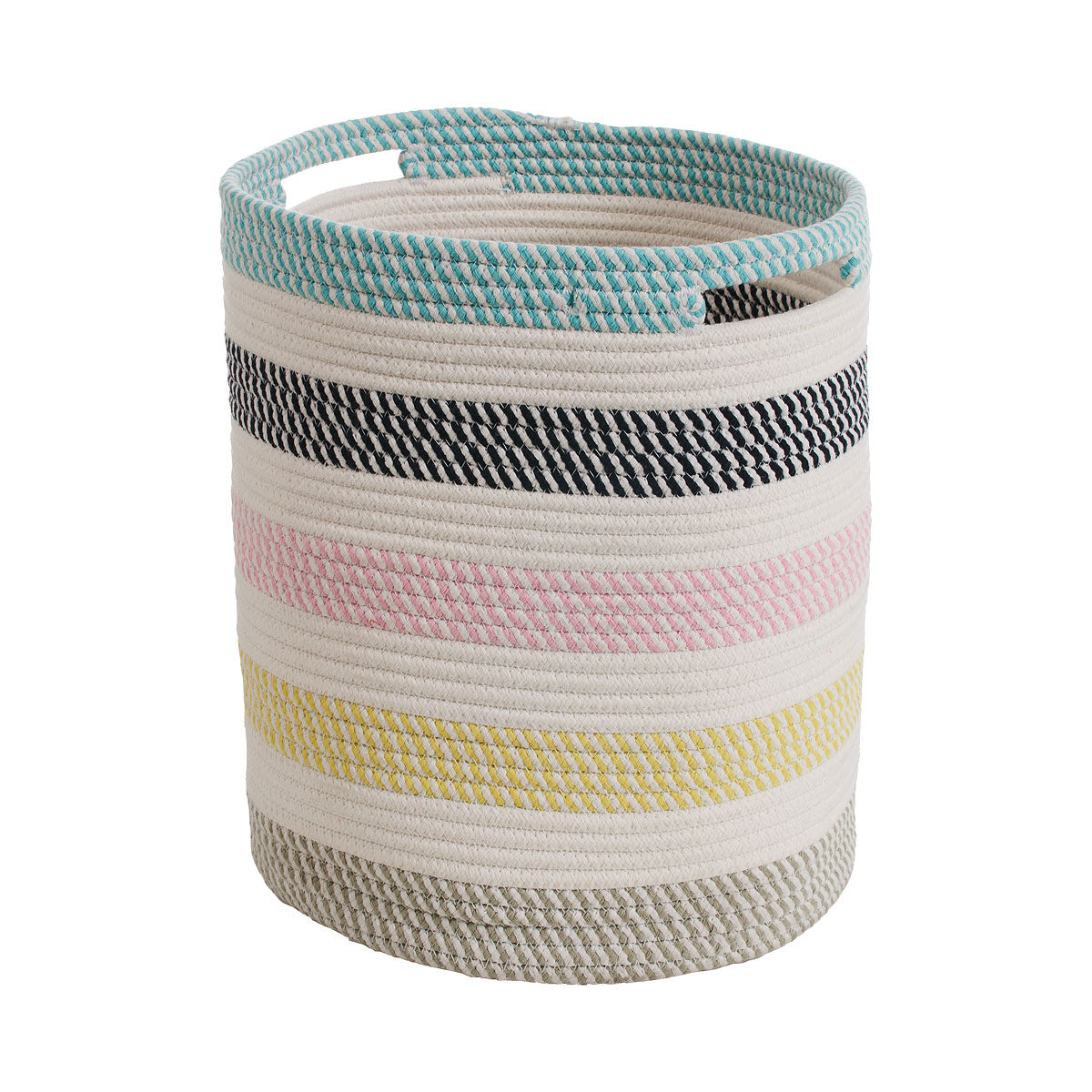 Round Rope Basket Nautical Stripe 30cm
