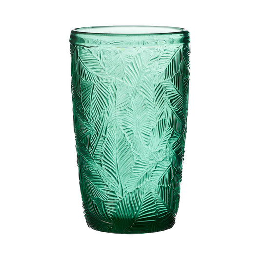 Palm Leaf Hi Ball Glass Tumbler Jade