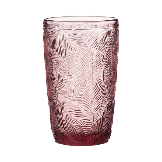 Palm Leaf Hi Ball Glass Tumbler Rose