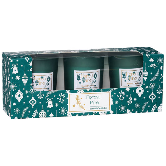 Frosted Votive Candle Berry/Forest 3pk