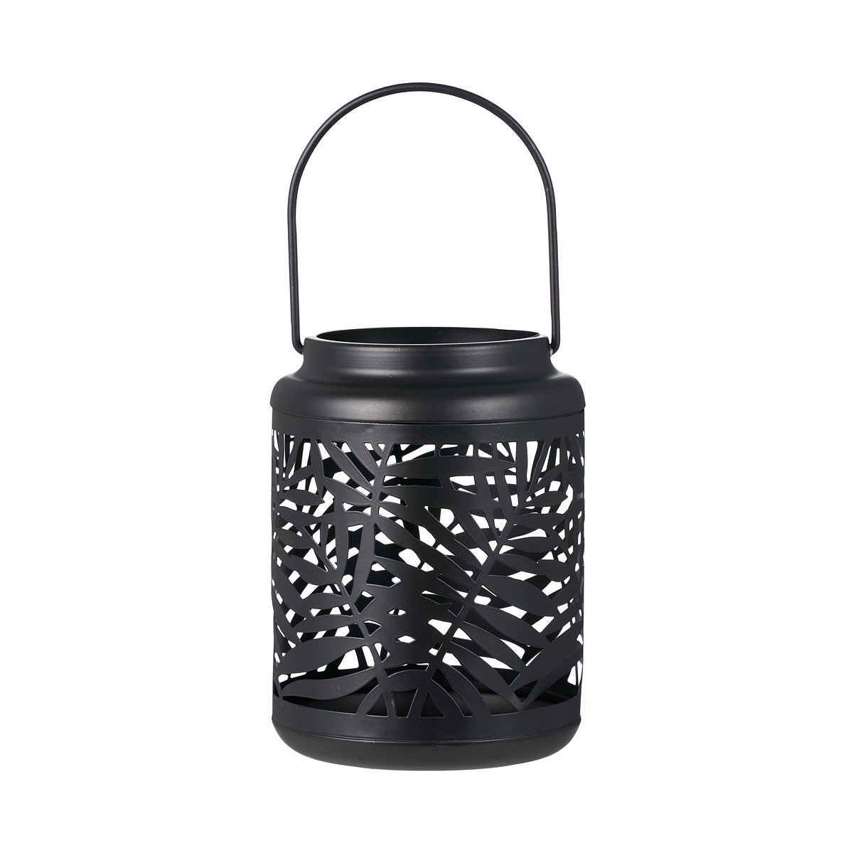 Palm Leaf Metal Cut-Out Lantern Green/Black