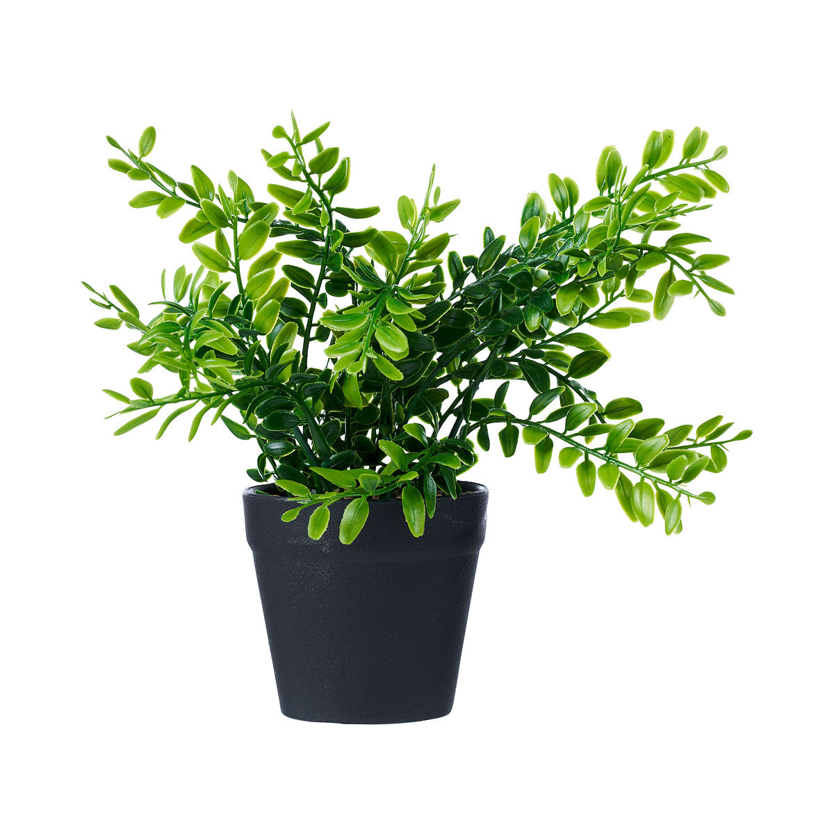 Faux Mini Leaf Plant In Black Pot