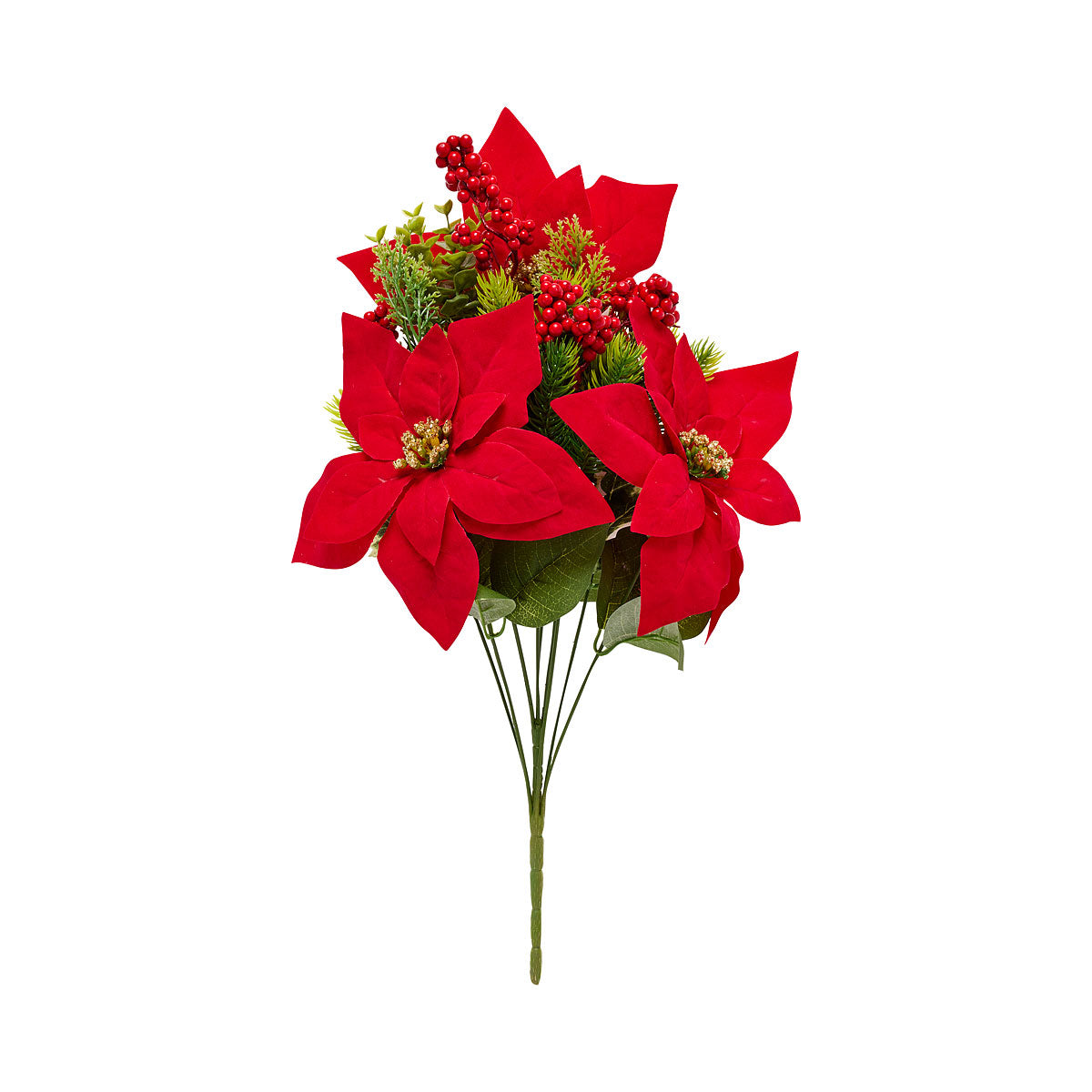 Faux Poinsettia Bunch Large
