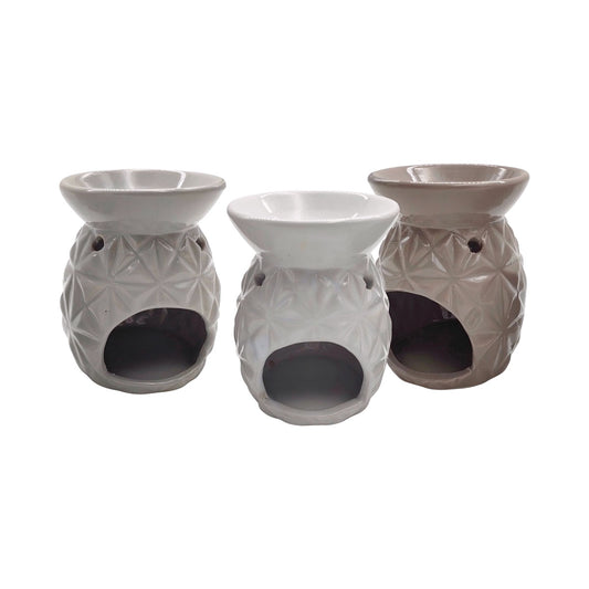 Ceramic Oil Burner Emboss Star Design Assorted