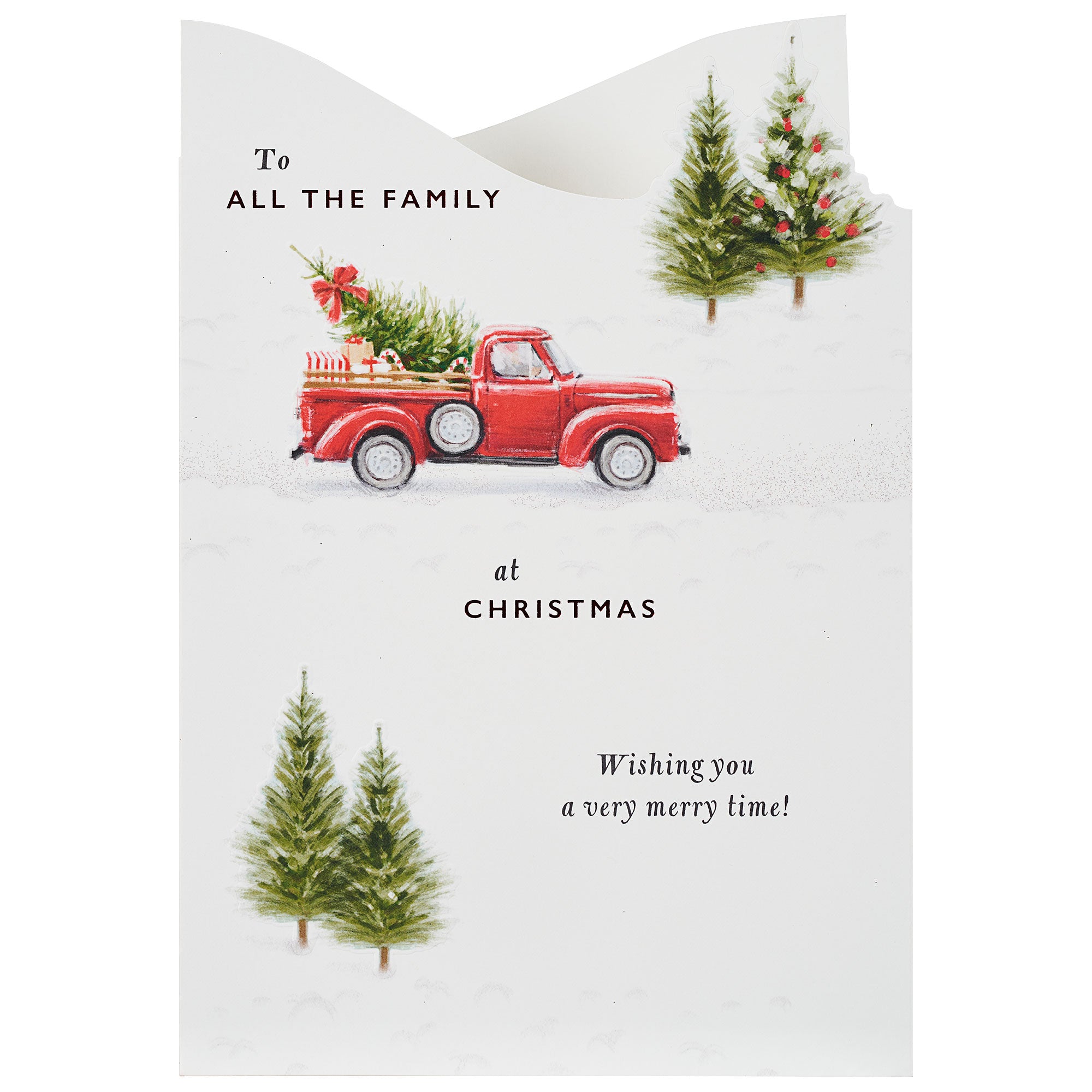Christmas Card To All The Family Christmas Tree In Truck The Reject Shop