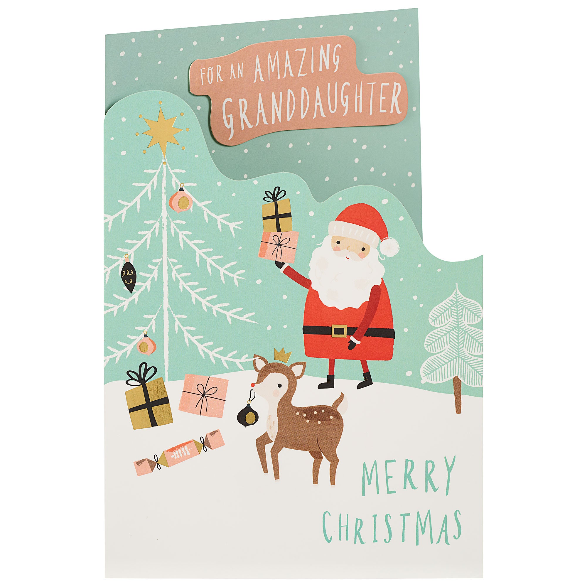 Christmas Card Granddaughter Star With Surrounding Flowers - Cats Whiskers