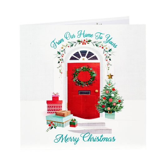 Merry Christmas Card Red Front Door