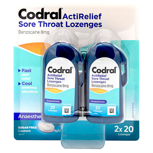 Codral Actirelief Sore Throat Lozenge Mint 2pk