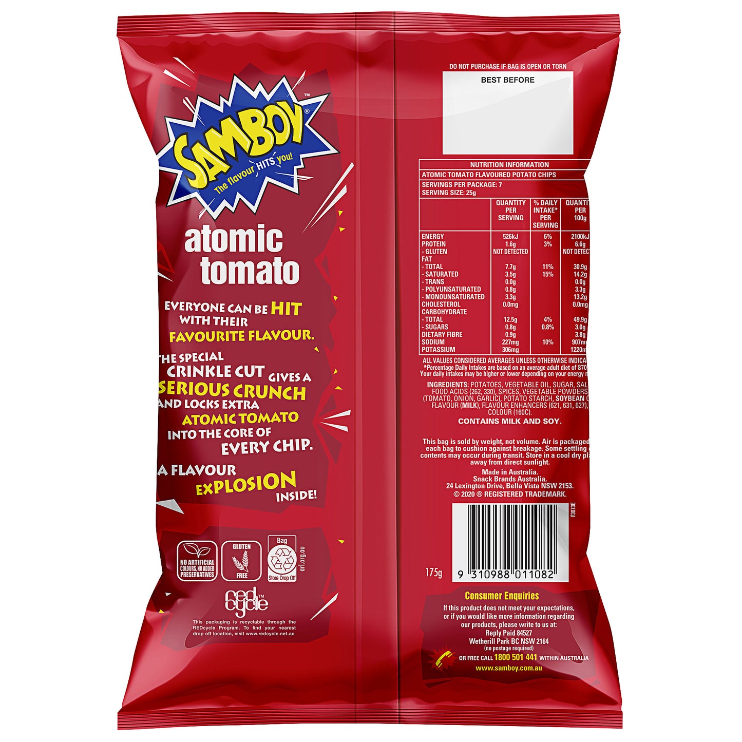 Samboy Atomic Tomato Chips 175g